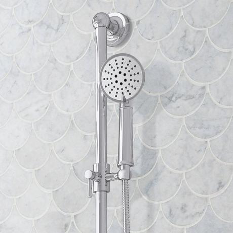 Elita Thermostatic Shower System - Dual Showerheads, Slide Bar and Hand Shower - Cross Handles