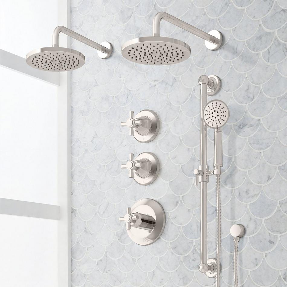 Elita Thermostatic Shower System - Dual Showerheads, Slide Bar and Hand Shower - Cross Handles, , large image number 3