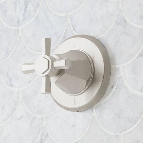 Elita Thermostatic Shower System - Dual Showerheads, Slide Bar and Hand Shower - Cross Handles
