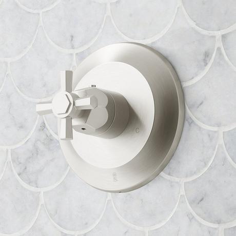 Elita Thermostatic Shower System - Dual Showerheads, Slide Bar and Hand Shower - Cross Handles