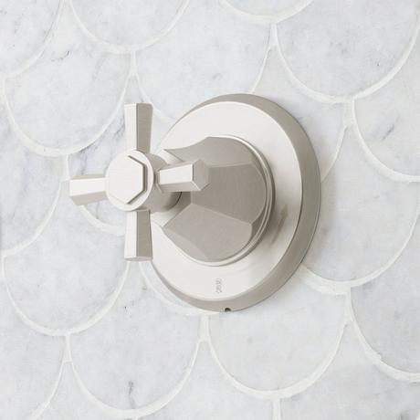 Elita Thermostatic Shower System - Dual Showerheads, Slide Bar and Hand Shower - Cross Handles