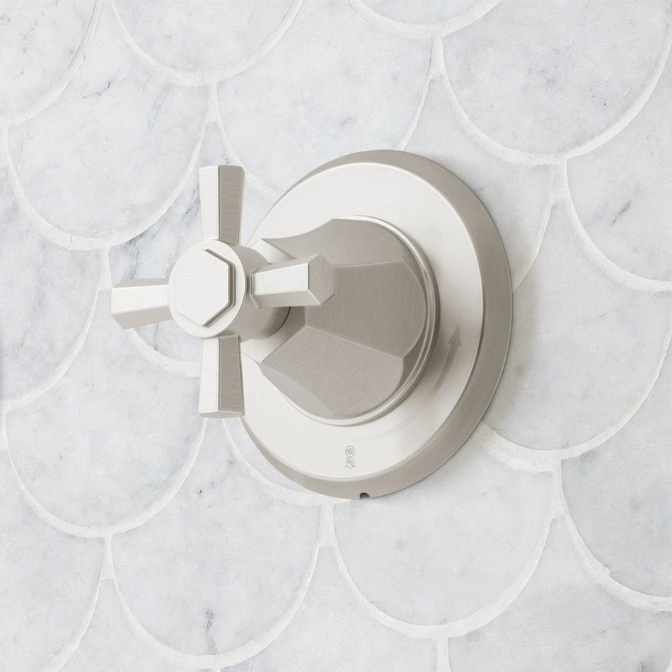 Elita Thermostatic Shower System - Dual Showerheads, Slide Bar and Hand Shower-Cross-Brushed Nickel, , large image number 3