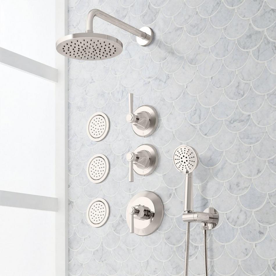 Elita Thermostatic Shower System With 3 Body Sprays and Hand Shower - Lever Handles, , large image number 3