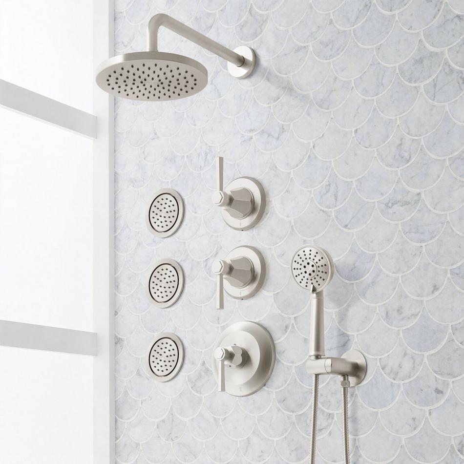 Elita Thermostatic Shower System With 3 Body Sprays and Hand Shower - Lever Handles, , large image number 1