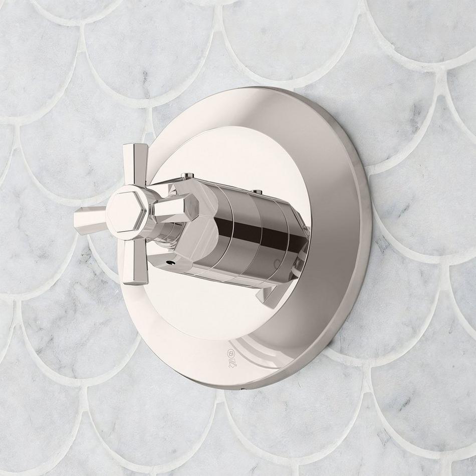 Elita Thermostatic Shower System With 3 Body Sprays and Hand Shower - Cross - Polished Nickel, , large image number 4