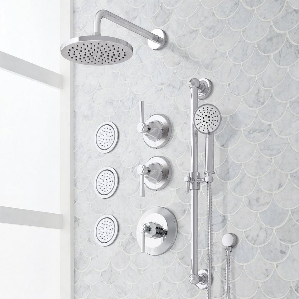 Elita Thermostatic Shower System - 3 Body Sprays, Slide Bar and Hand Shower - Lever Handles, , large image number 2