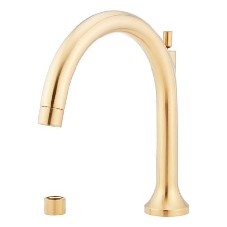 Lentz 4-Hole Roman Tub Faucet and Hand Shower - Less Handles - Brushed Gold