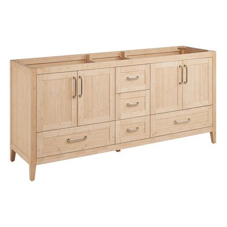 72" Arrietty Vanity with Outlets - Undermount Sinks - Natural Bamboo