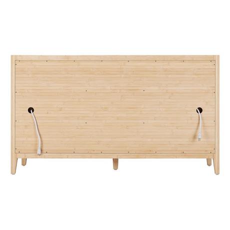 60" Arrietty Double Vanity with Outlets - Natural Bamboo - Vanity Cabinet Only