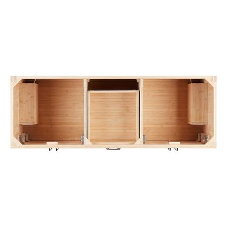 60" Arrietty Double Vanity with Outlets - Natural Bamboo - Vanity Cabinet Only