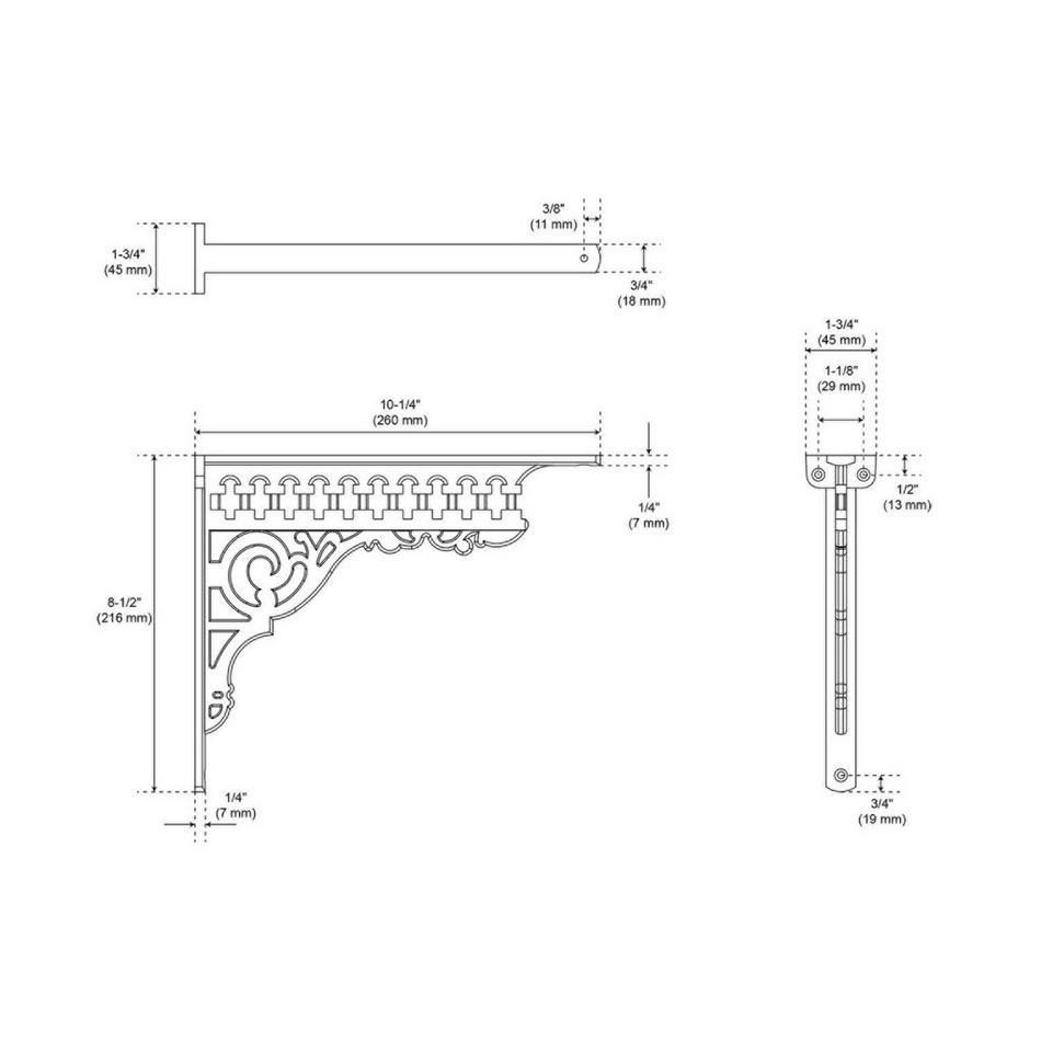 10-1/4" Cressida Cast Iron Shelf Bracket, , large image number 2