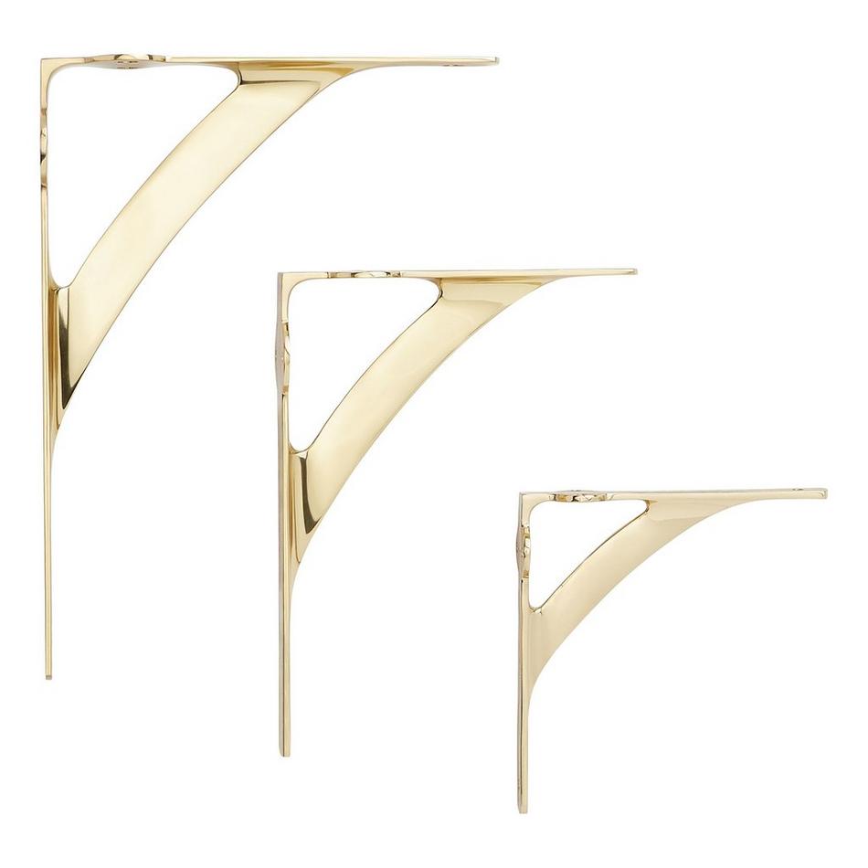 5-1/4" Veruca Brass Shelf Bracket - Polished Brass, , large image number 1