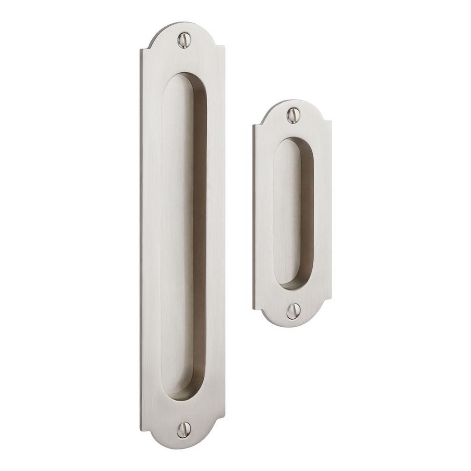 9" Gambon Recessed Brass Pocket Door Pull - Brushed Nickel, , large image number 1