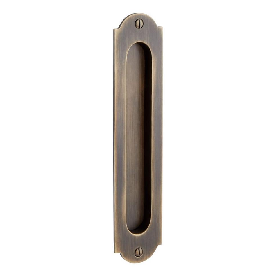 9" Gambon Recessed Brass Pocket Door Pull - Antique Brass, , large image number 0