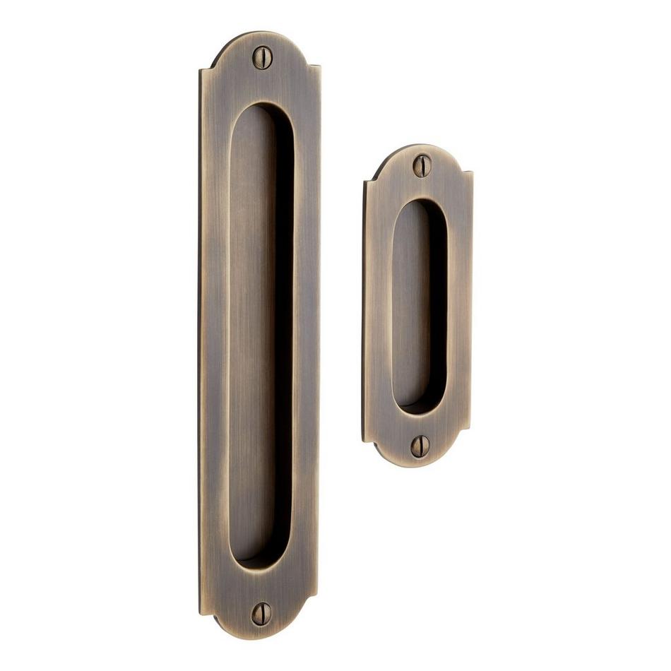 9" Gambon Recessed Brass Pocket Door Pull - Antique Brass, , large image number 1