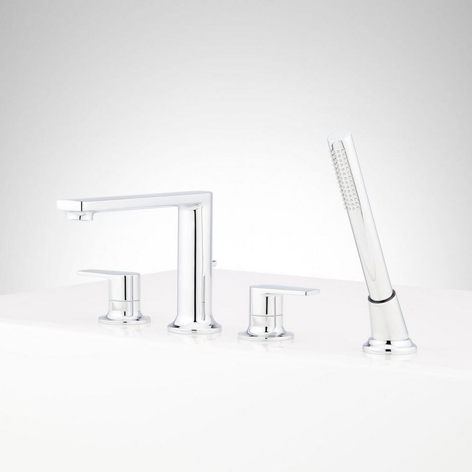 Berwyn 4-Hole Roman Tub Faucet and Hand Shower with Rough-In Valve - Chrome, , large image number 1