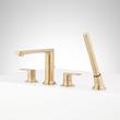 Berwyn 4-Hole Roman Tub Faucet and Hand Shower with Rough-In Valve - Brushed Gold, , large image number 1