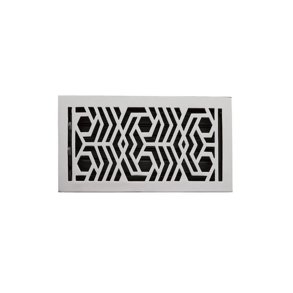 Hendrox Brass Floor Register - Chrome - 6" x 14" (6-5/8" x 15-1/8" Overall), , large image number 0