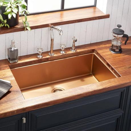 32" Atlas Stainless Steel Undermount Kitchen Sink - Bronze