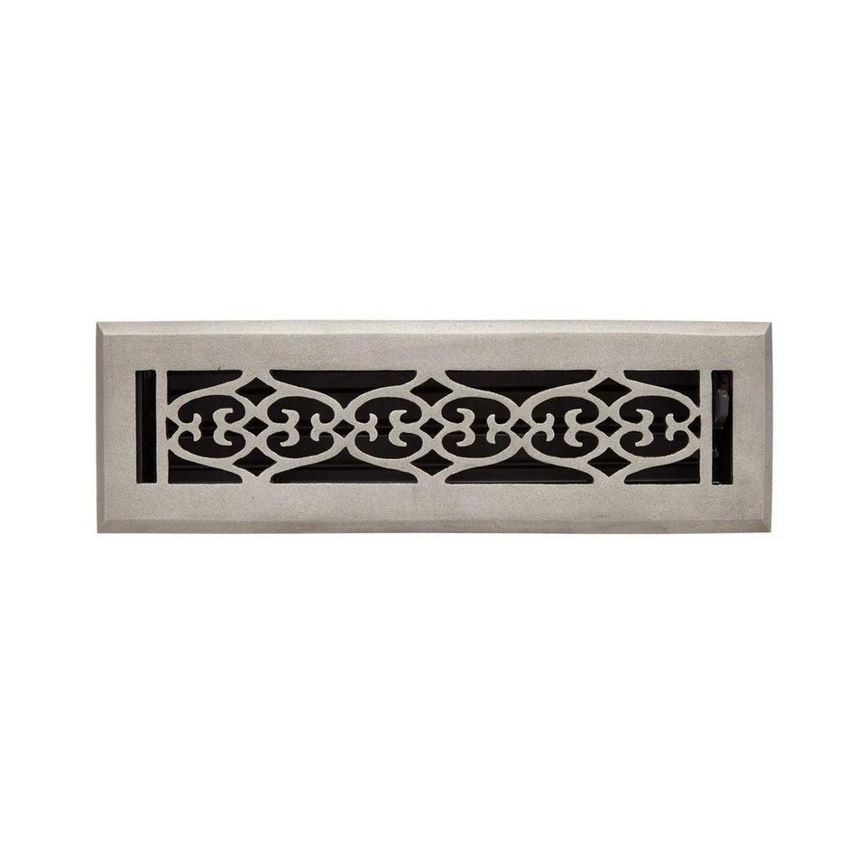 Old Victorian Cast Iron Floor Register - Natural Finish 2-1/4" x 10" (3-1/4 x 11-1/4" Overall), , large image number 0