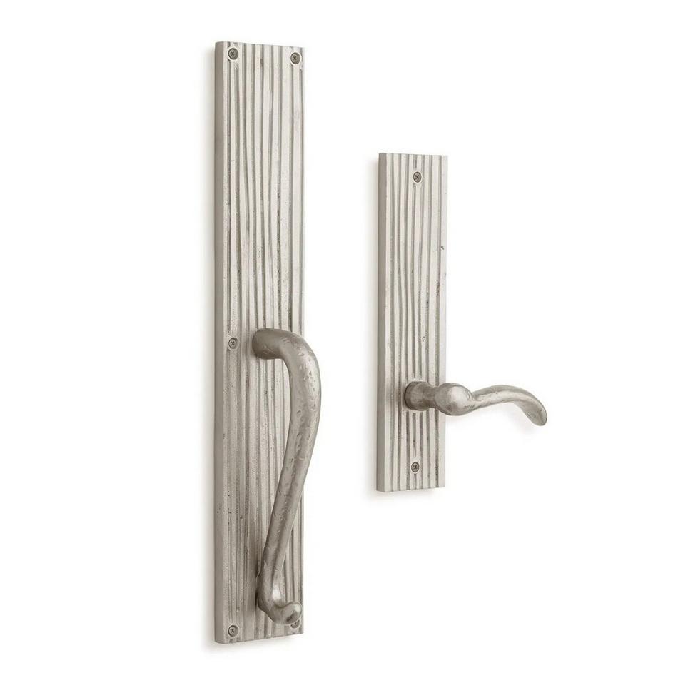 Shima Solid Brass Dummy Entrance Door Set with Lever Handle - Left Hand - Brushed Nickel, , large image number 0