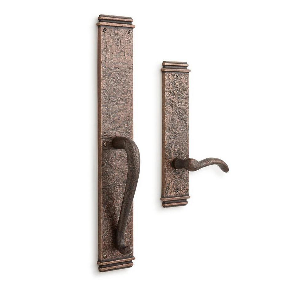 Griggs Solid Brass Dummy Entrance Door Set with Lever Handle - Left Hand - Antique Copper, , large image number 0