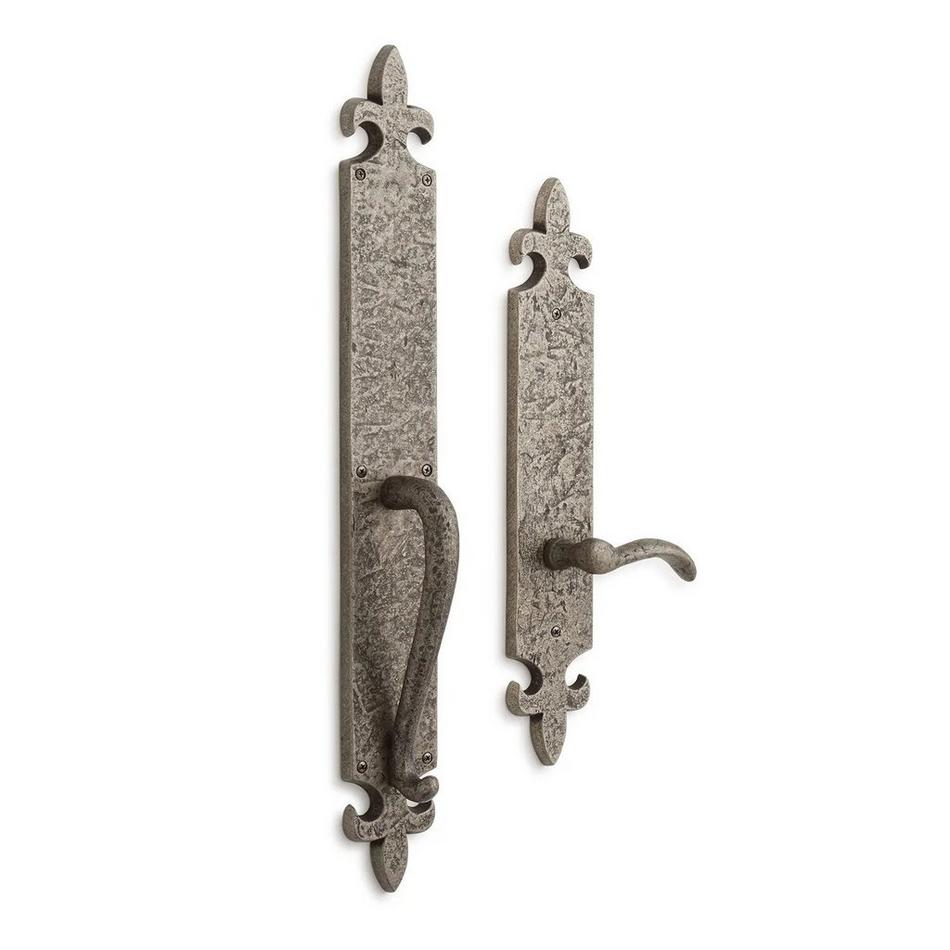 Cousteau Bronze Dummy Entrance Door Set with Lever Handle - Left Hand - Antique Pewter, , large image number 0