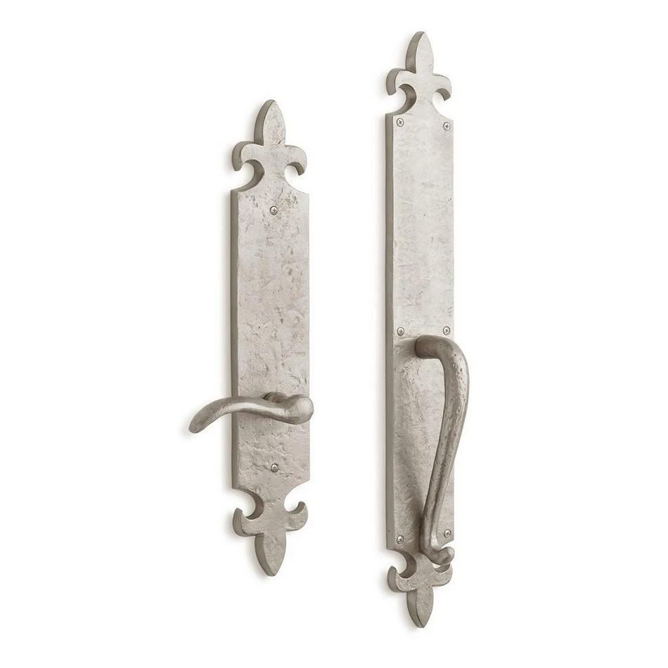 Cousteau Solid Brass Dummy Entrance Door Set with Lever Handle - Right Hand - Brushed Nickel, , large image number 0