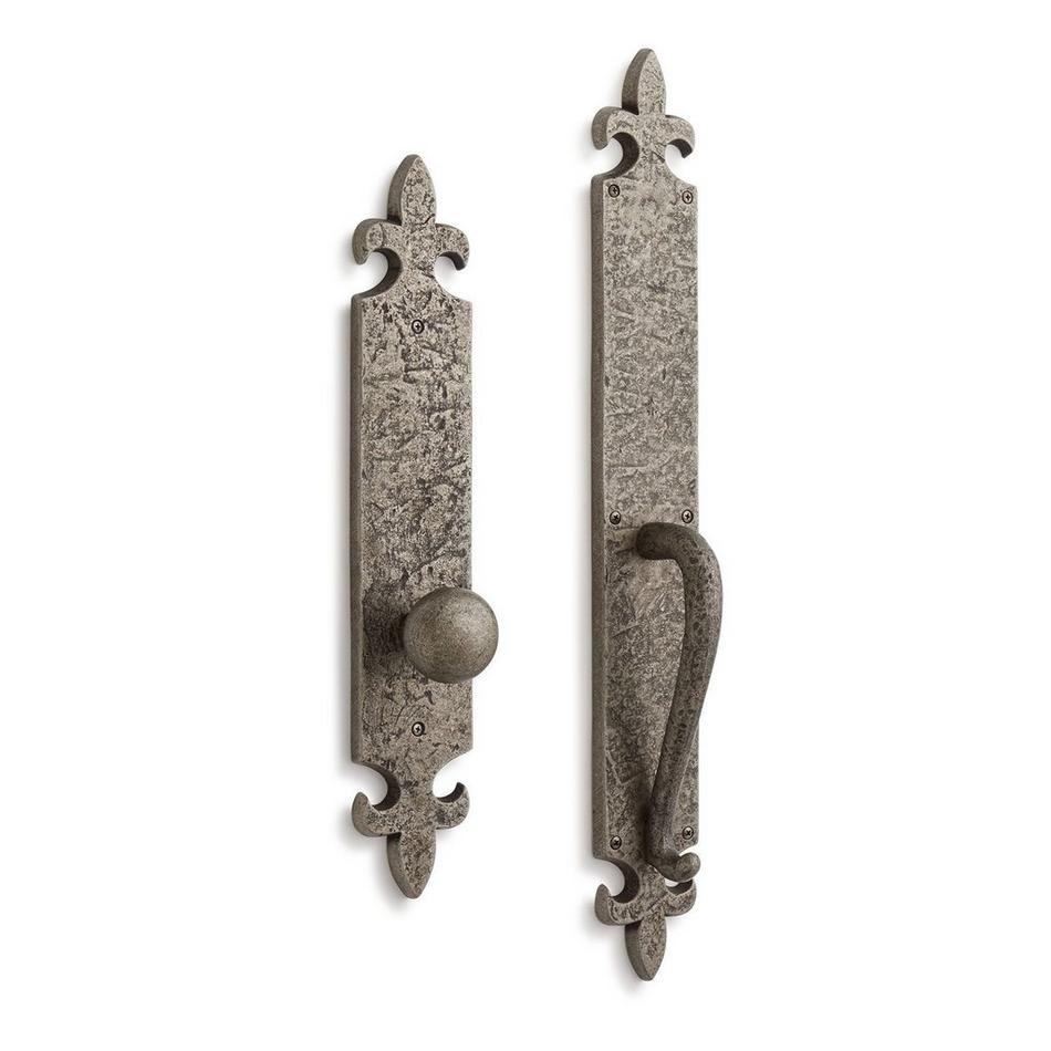 Cousteau Solid Bronze Dummy Entrance Door Set with Knob - Antique Pewter, , large image number 0