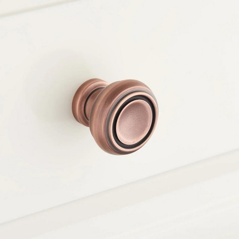 1" Cipullo Solid Brass Round Cabinet Knob - Antique Copper, , large image number 0