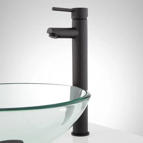 Rotunda Straight Spout Single-Hole Vessel Faucet - Overflow - Matte Black