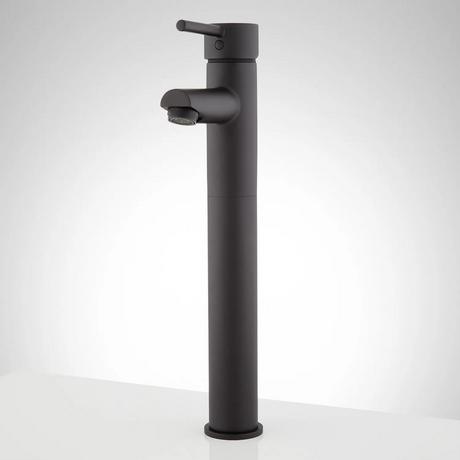 Rotunda Straight Spout Single-Hole Vessel Faucet - Overflow - Matte Black