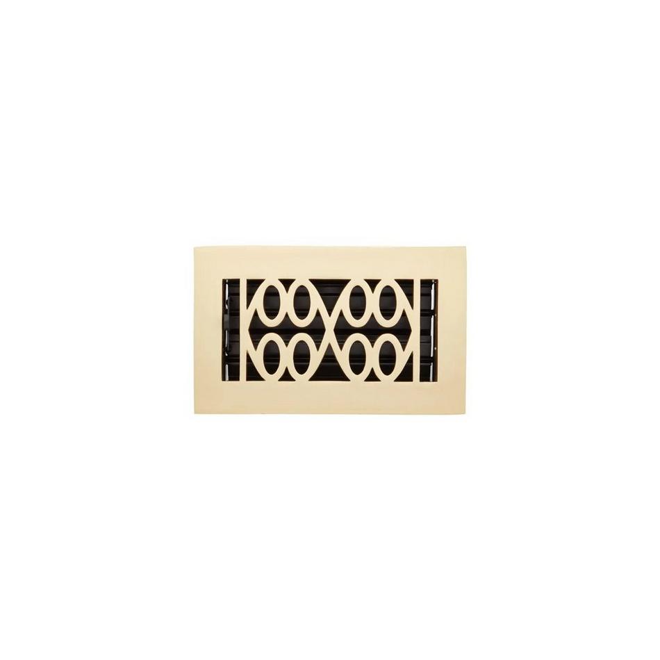 Yuri Brass Floor Register - Brushed Brass 4" x 8" (5-7/8" x 9-1/2" Overall), , large image number 0