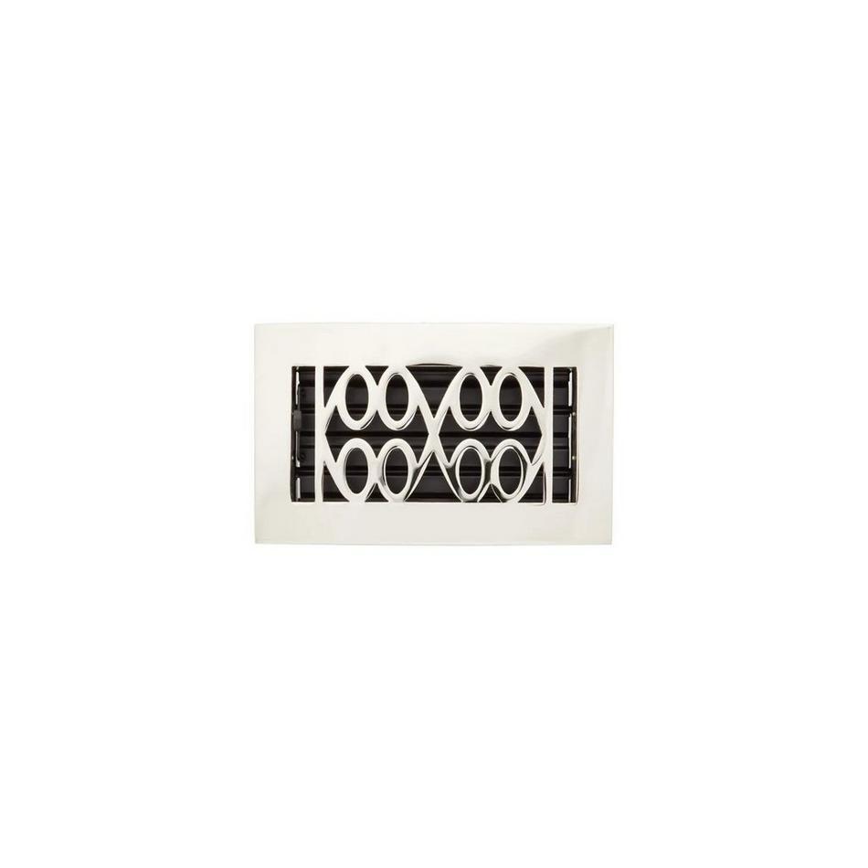 Yuri Brass Floor Register - Polished Nickel 4" x 8" (5-7/8" x 9-1/2" Overall), , large image number 0