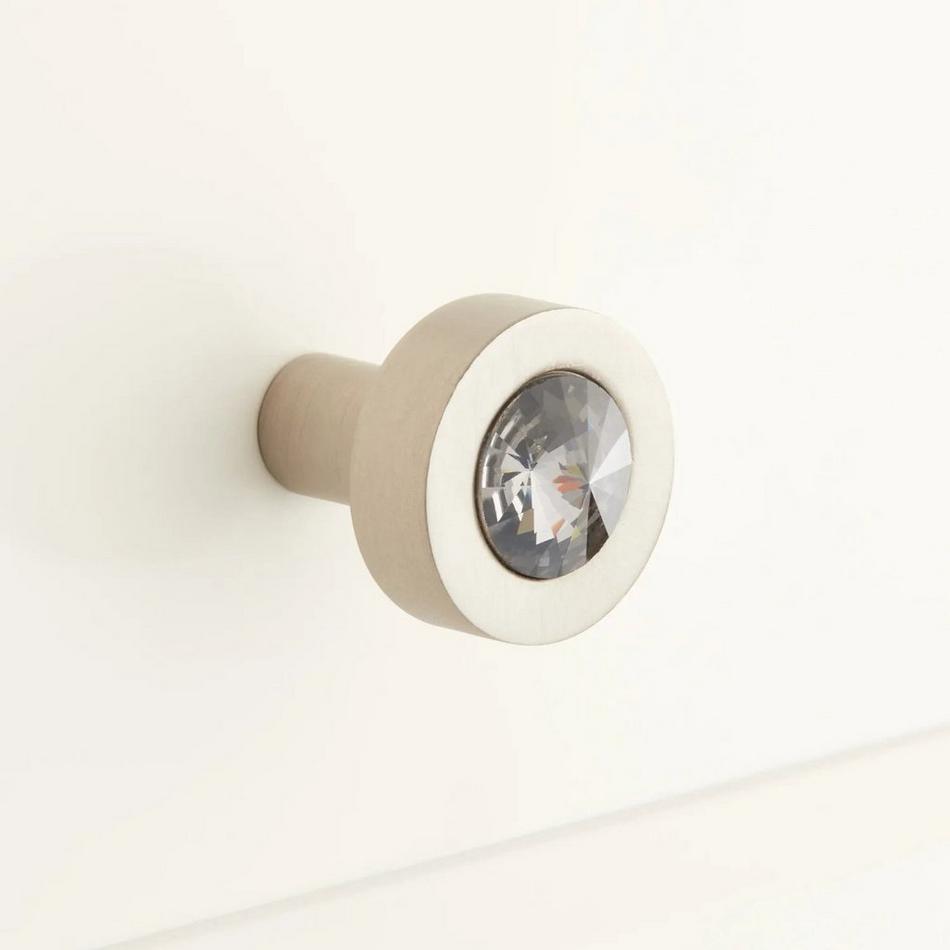 Leon Brass Round Cabinet Knob with Smoked Glass Inlay - Pewter, , large image number 0