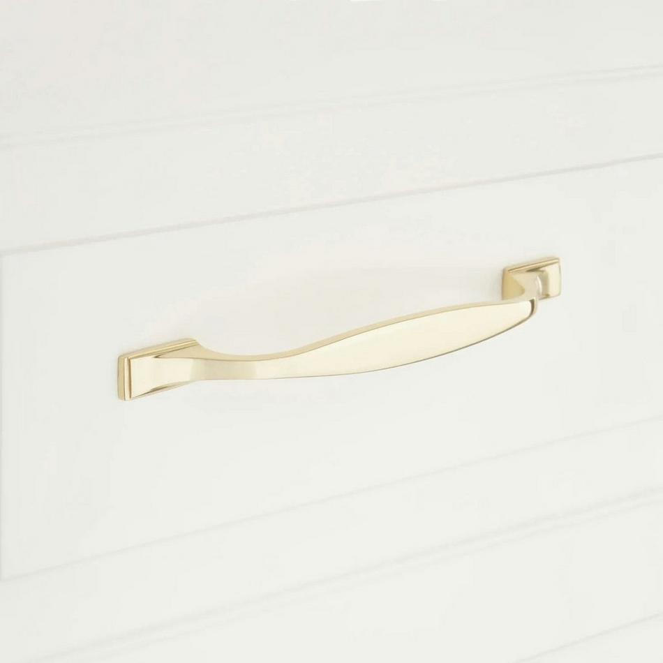 6-3/8" Kemling Solid Brass Cabinet Pull - Polished Brass, , large image number 0