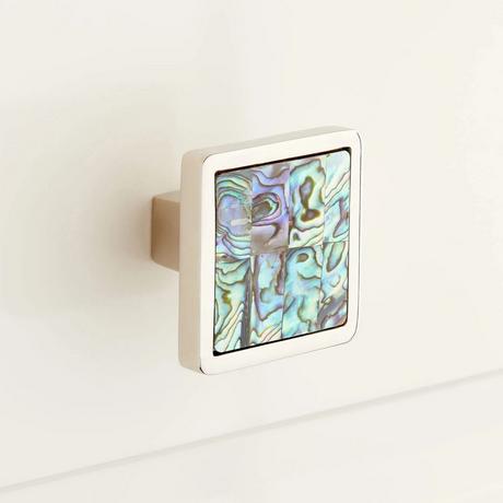 Kumano Square Green Mother of Pearl Cabinet Knob