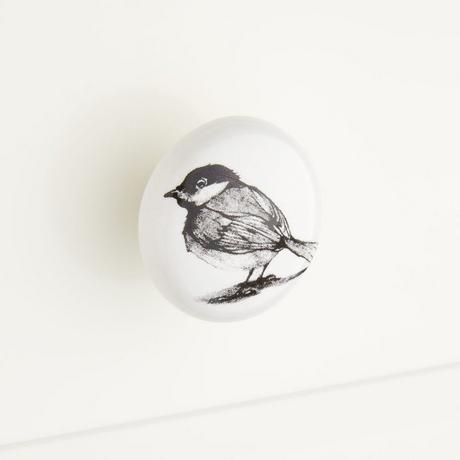 Chickadee Round Porcelain Cabinet Knob