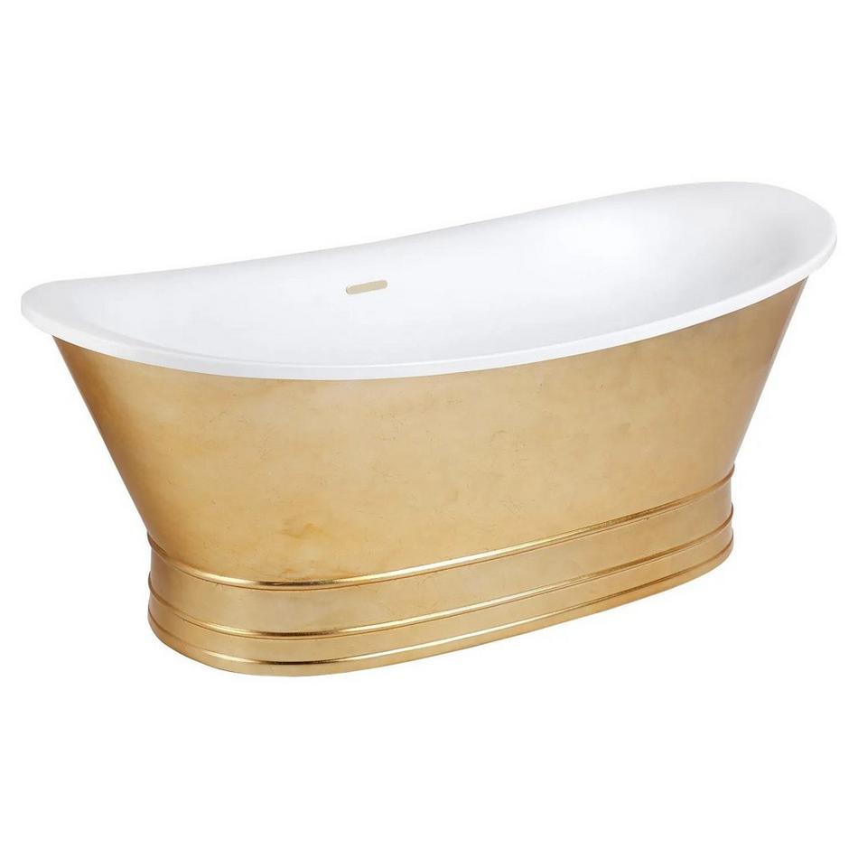 69" Desborough Acrylic Freestanding Double-Slipper Tub - Gold Leaf - Polished Brass Trim, , large image number 0