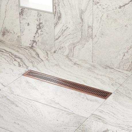 18" Rowland Linear Shower Drain - with Drain Flange - Oil Rubbed Bronze
