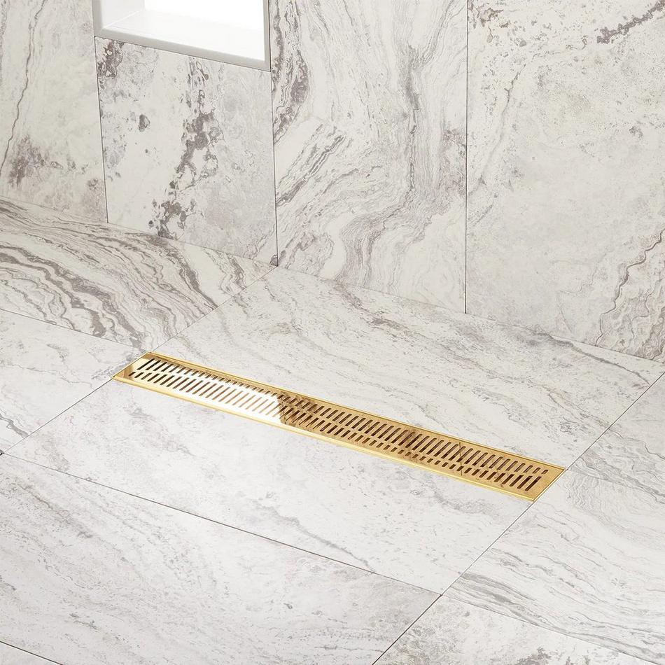 24" Rowland Linear Shower Drain - with Drain Flange - Polished Brass, , large image number 0