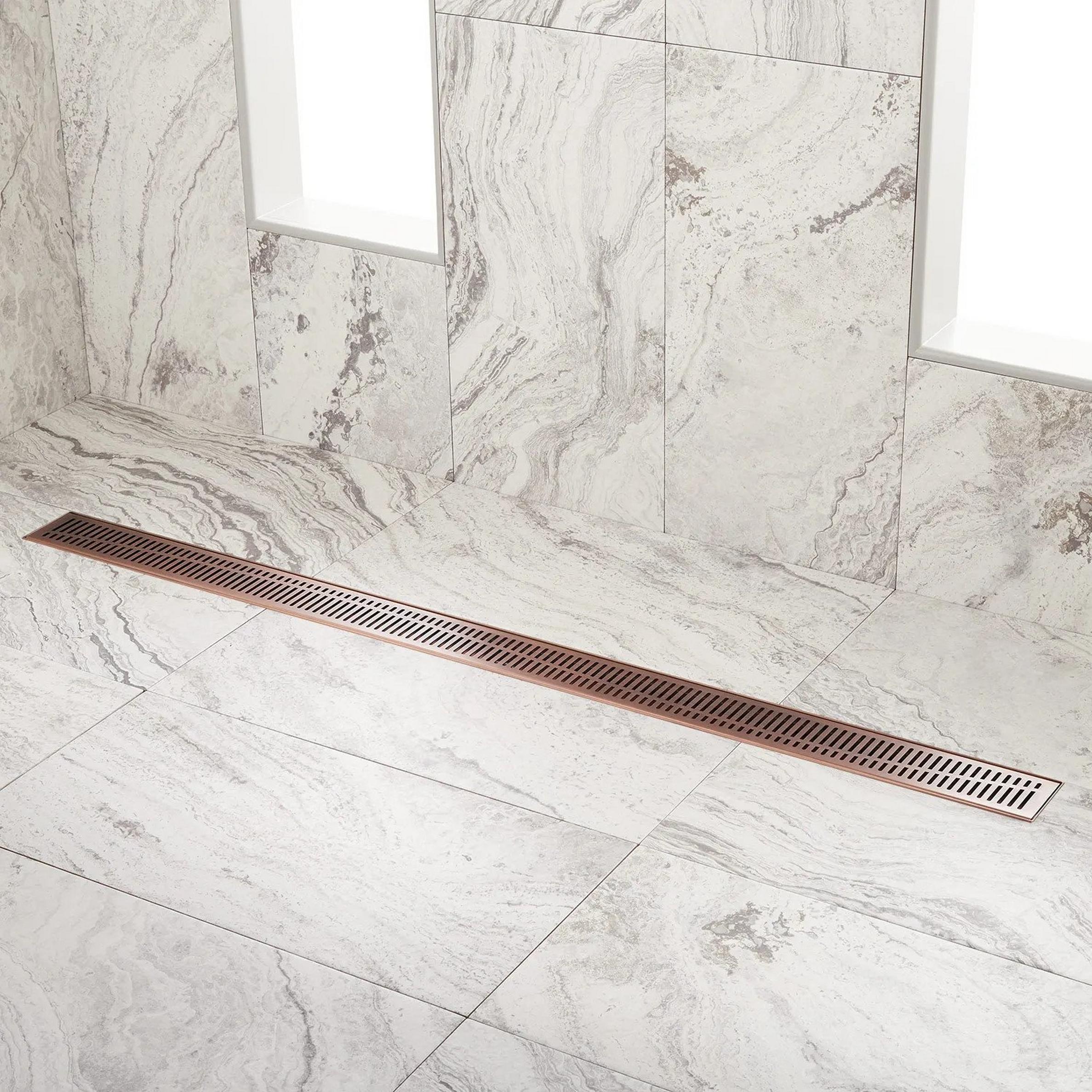 48" Rowland Linear Shower Drain with Drain Flange Oil Rubbed Bronze