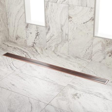 48" Rowland Linear Shower Drain - with Drain Flange - Oil Rubbed Bronze