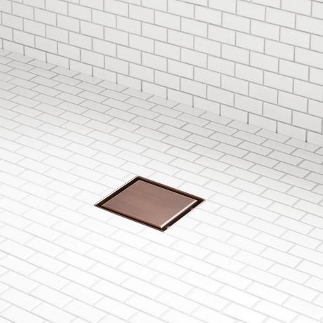 6 Cohen Square Tile-In Shower Drain - with Drain Flange - Brushed Stainless Steel | Signature Hardware 406497