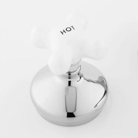 Teapot Widespread Bathroom Faucet - Small Porcelain Cross Handles