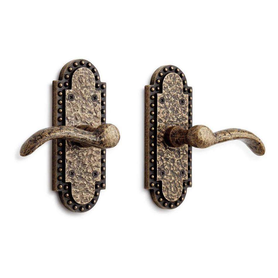 Marconi Brass Passage Interior Door Set - Lever Handle - 2-3/8" Backset - Left Hand - Antique Brass, , large image number 0