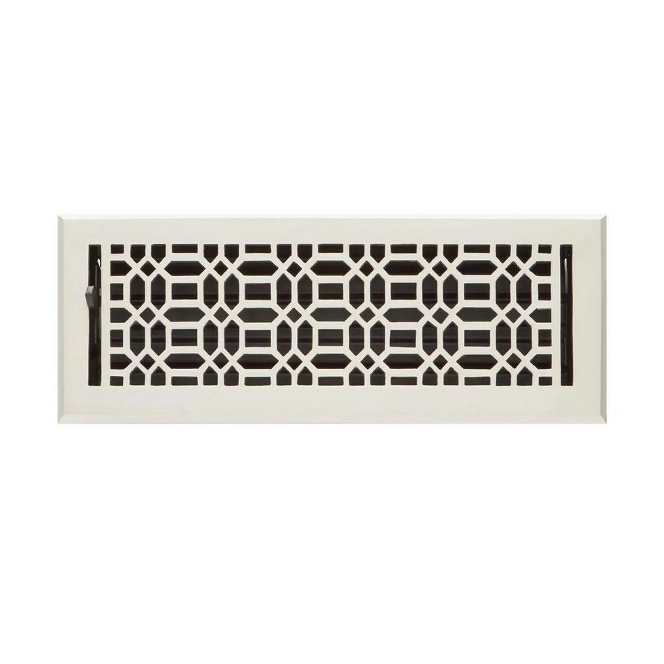 Bradner Brass Floor Register - Brushed Nickel 4" x 14" (5" x 15" overall), , large image number 0