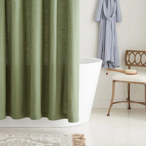 Cotton Shower Curtain in Olive Green