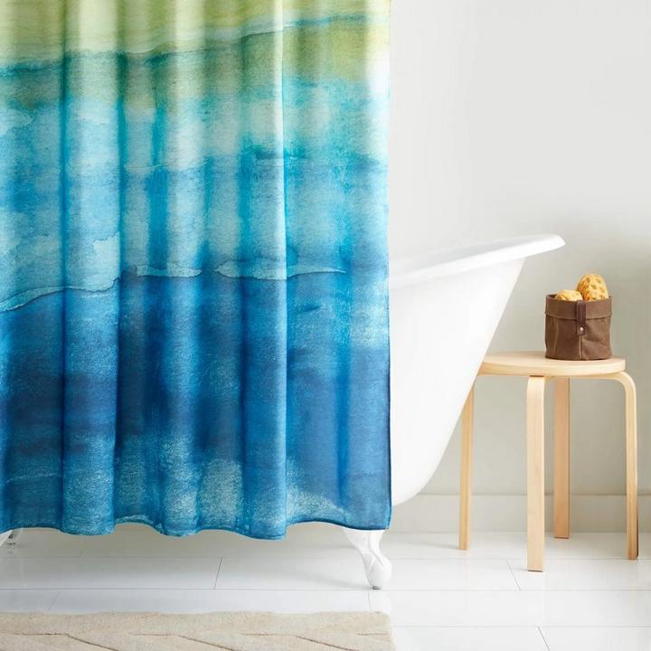 Seascape Polyester Shower Curtain for kids bathroom ideas