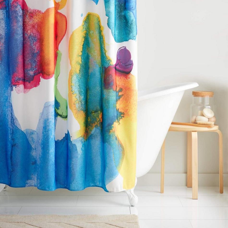 Abstract shapes recycled polyester shower curtain